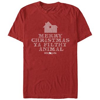 Big & Tall Home Alone Merry Christmas Ya Filthy Animal Cross Stitch Graphic Tee