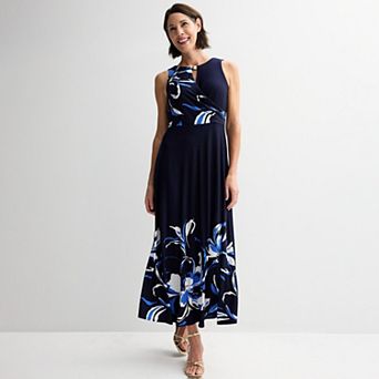 Women's Sandra Darren Sleeveless Keyhole Floral Print Midi Dress