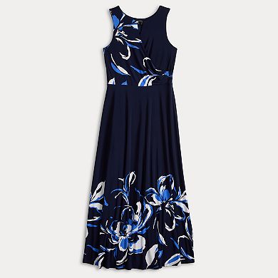 Women's Sandra Darren Sleeveless Keyhole Floral Print Midi Dress