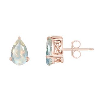 Alyson Layne 14k Rose Gold Plated Sterling Silver 8 mm x 5 mm Pear Shape Moonstone Stud Earrings