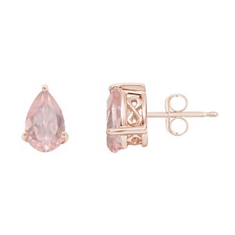 Alyson Layne 14k Rose Gold Plated Sterling Silver 8 mm x 5 mm Pear Shape Rose Quartz Stud Earrings