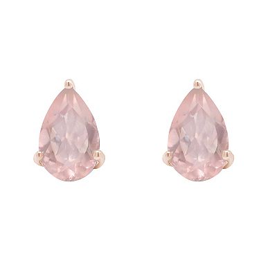 Alyson Layne 14k Rose Gold Plated Sterling Silver 8 mm x 5 mm Pear Shape Rose Quartz Stud Earrings