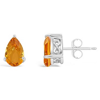 Alyson Layne Sterling Silver 8 mm x 5 mm Pear Shape Citrine Stud Earrings