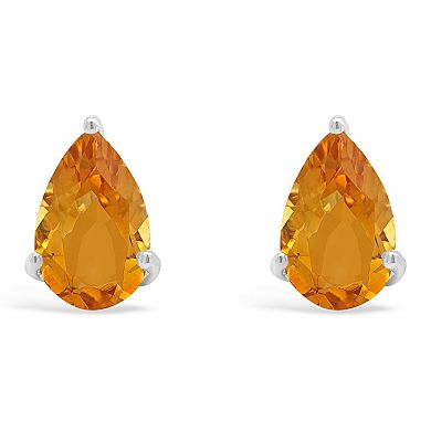 Alyson Layne Sterling Silver 8 mm x 5 mm Pear Shape Citrine Stud Earrings