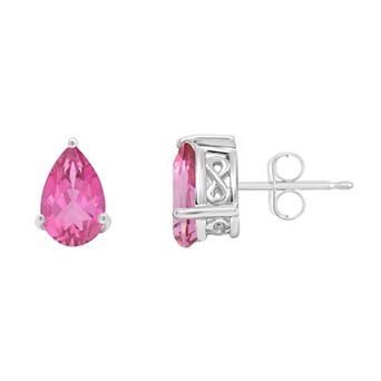Alyson Layne Sterling Silver 8 mm x 5 mm Pear Shape Pink Topaz Stud Earrings
