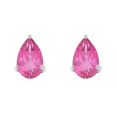 Alyson Layne Sterling Silver 8 mm x 5 mm Pear Shape Pink Topaz Stud Earrings