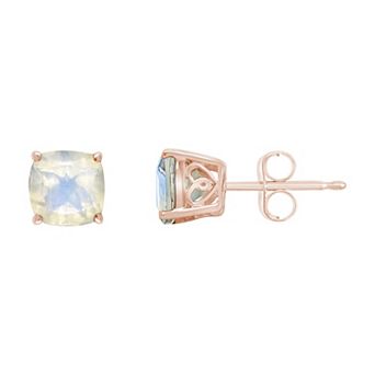 Alyson Layne 14k Rose Gold Plated Sterling Silver 6 mm Cushion Moonstone Stud Earrings