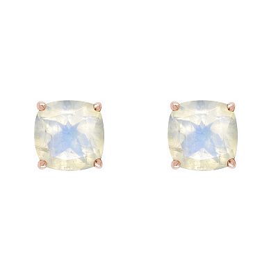 Alyson Layne 14k Rose Gold Plated Sterling Silver 6 mm Cushion Moonstone Stud Earrings