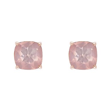 Alyson Layne 14k Rose Gold Plated Sterling Silver 6 mm Cushion Rose Quartz Stud Earrings