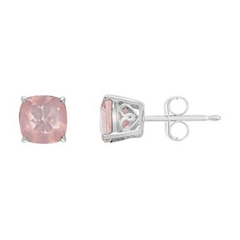Alyson Layne Sterling Silver 6 mm Cushion Rose Quartz Stud Earrings