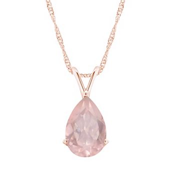 Alyson Layne 14k Rose Gold Over Silver Pear Shape Rose Quartz Pendant Necklace