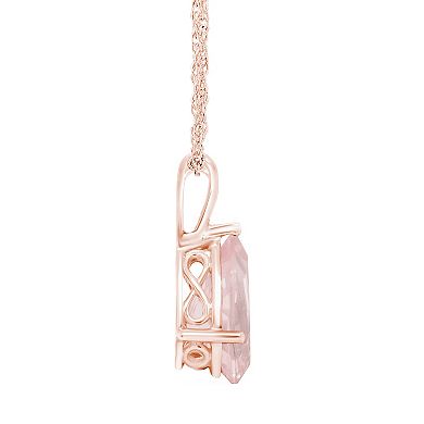 Alyson Layne 14k Rose Gold Over Silver Pear Shape Rose Quartz Pendant Necklace