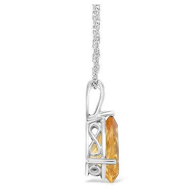 Alyson Layne Sterling Silver Pear Shape Citrine Pendant Necklace