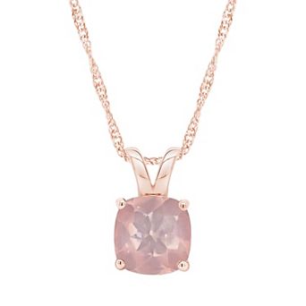 Alyson Layne 14k Rose Gold Over Silver Cushion Rose Quartz Pendant Necklace