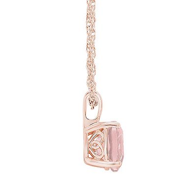 Alyson Layne 14k Rose Gold Over Silver Cushion Rose Quartz Pendant Necklace