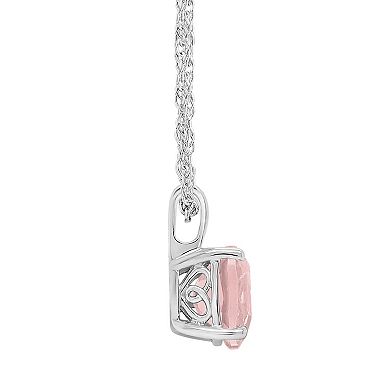 Alyson Layne Sterling Silver Cushion Rose Quartz Pendant Necklace