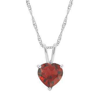 Alyson Layne Sterling Silver Heart Shape Garnet Pendant Necklace