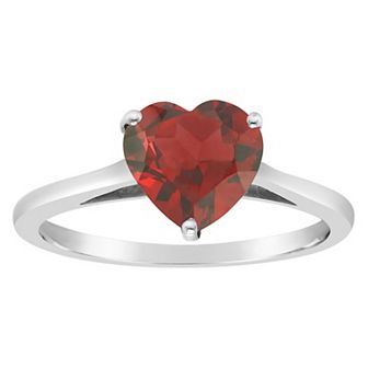 Alyson Layne Sterling Silver Heart Shape Garnet Ring