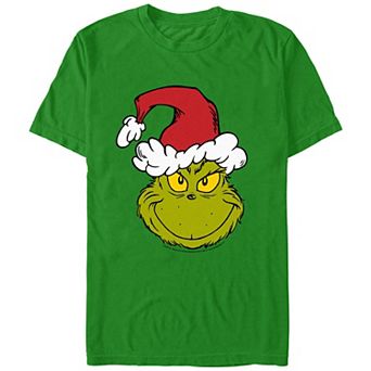 Big & Tall Dr. Seuss Grinch Wearing Santa Hat Graphic Tee