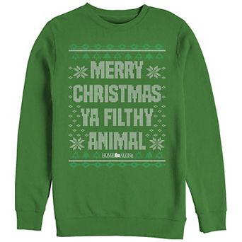 Big & Tall Home Alone Merry Christmas Ya Filthy Animal Sweater Graphic Fleece