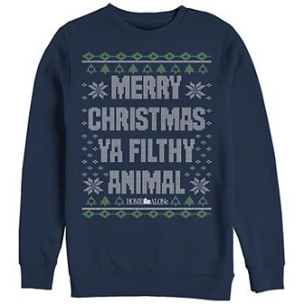 Big & Tall Home Alone Merry Christmas Ya Filthy Animal Sweater Graphic Fleece