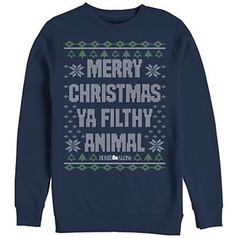 Big & Tall Home Alone Merry Christmas Ya Filthy Animal Sweater Graphic Fleece