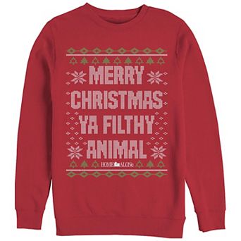 Big & Tall Home Alone Merry Christmas Ya Filthy Animal Sweater Graphic Fleece