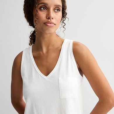 Juniors' SO® Relaxed V-Neck Pocket Tank Top