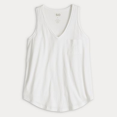 Juniors' SO® Relaxed V-Neck Pocket Tank Top