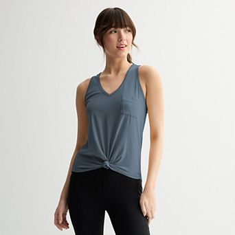 Juniors' SO® Relaxed V-Neck Pocket Tank Top