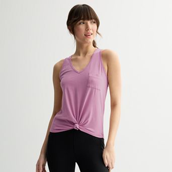Juniors' SO® Relaxed V-Neck Pocket Tank Top