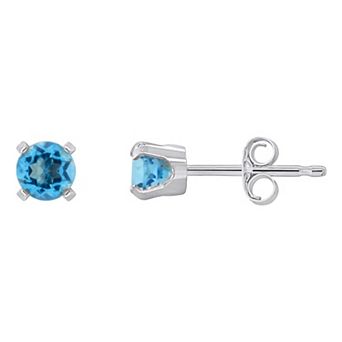 Celebration Gems 14k White Gold Round Gemstone Stud Earrings