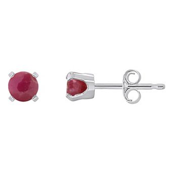 Celebration Gems 14k White Gold Round Gemstone Stud Earrings