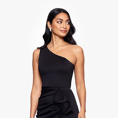 Women's X Evenings Long Techno Scuba One Shoulder Ruffle Detail Dress