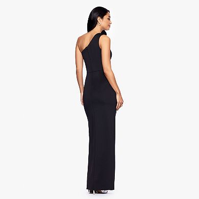 Women's X Evenings Long Techno Scuba One Shoulder Ruffle Detail Dress