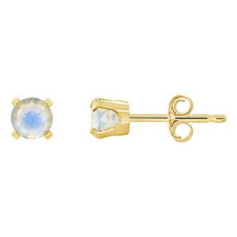 Celebration Gems 14k Gold Round Moonstone Stud Earrings
