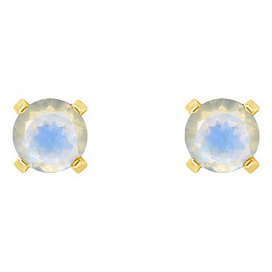 Celebration Gems 14k Gold Round Moonstone Stud Earrings
