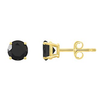 Celebration Gems 14k Gold 5 mm Round Black Onyx Stud Earrings