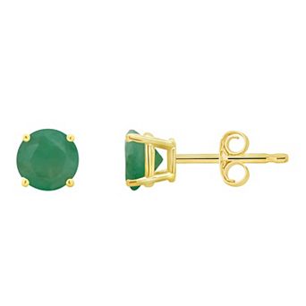 Celebration Gems Round Emerald Stud Earrings