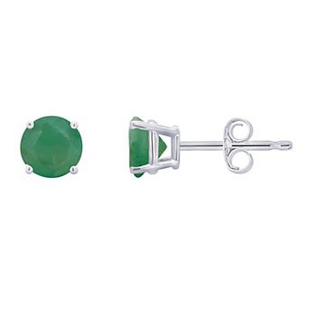 Celebration Gems Round Emerald Stud Earrings