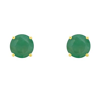 Celebration Gems Round Emerald Stud Earrings