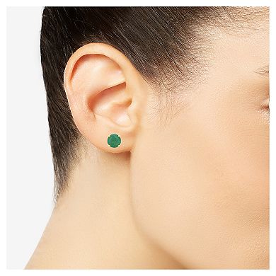 Celebration Gems Round Emerald Stud Earrings