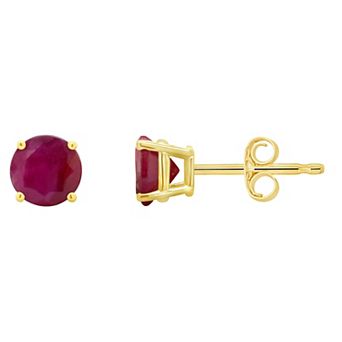 Celebration Gems Round Ruby Stud Earrings