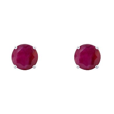 Celebration Gems Round Ruby Stud Earrings