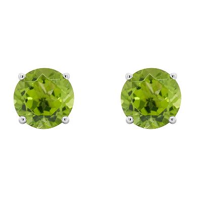 Celebration Gems 14k White Gold 7 mm Round Gemstone Stud Earrings