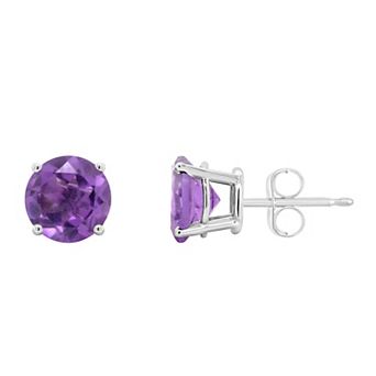 Celebration Gems 14k White Gold 7 mm Round Gemstone Stud Earrings