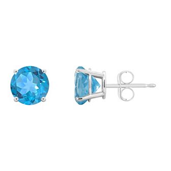 Celebration Gems 14k White Gold 7 mm Round Gemstone Stud Earrings