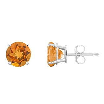 Celebration Gems 14k White Gold 7 mm Round Gemstone Stud Earrings