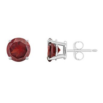 Celebration Gems 14k White Gold 7 mm Round Gemstone Stud Earrings