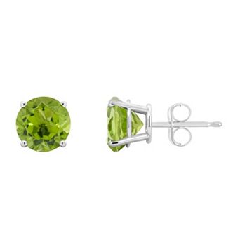 Celebration Gems 14k White Gold 7 mm Round Gemstone Stud Earrings